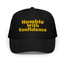 Load image into Gallery viewer, Black &amp; Yellow HwC trucker hat