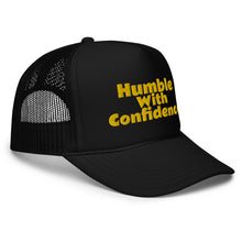 Load image into Gallery viewer, Black &amp; Yellow HwC trucker hat