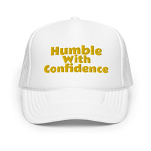 Load image into Gallery viewer, Black &amp; Yellow HwC trucker hat